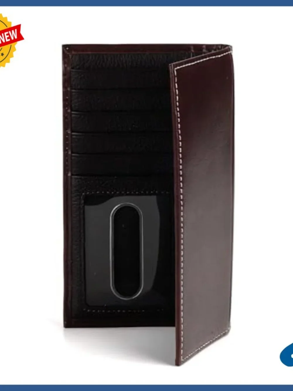 Genuine Leather Slim Wallet with Floral Embossing and RFID Protection